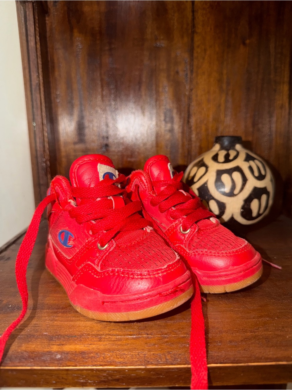Champion Kids Red Low-Top Athletic Sneakers